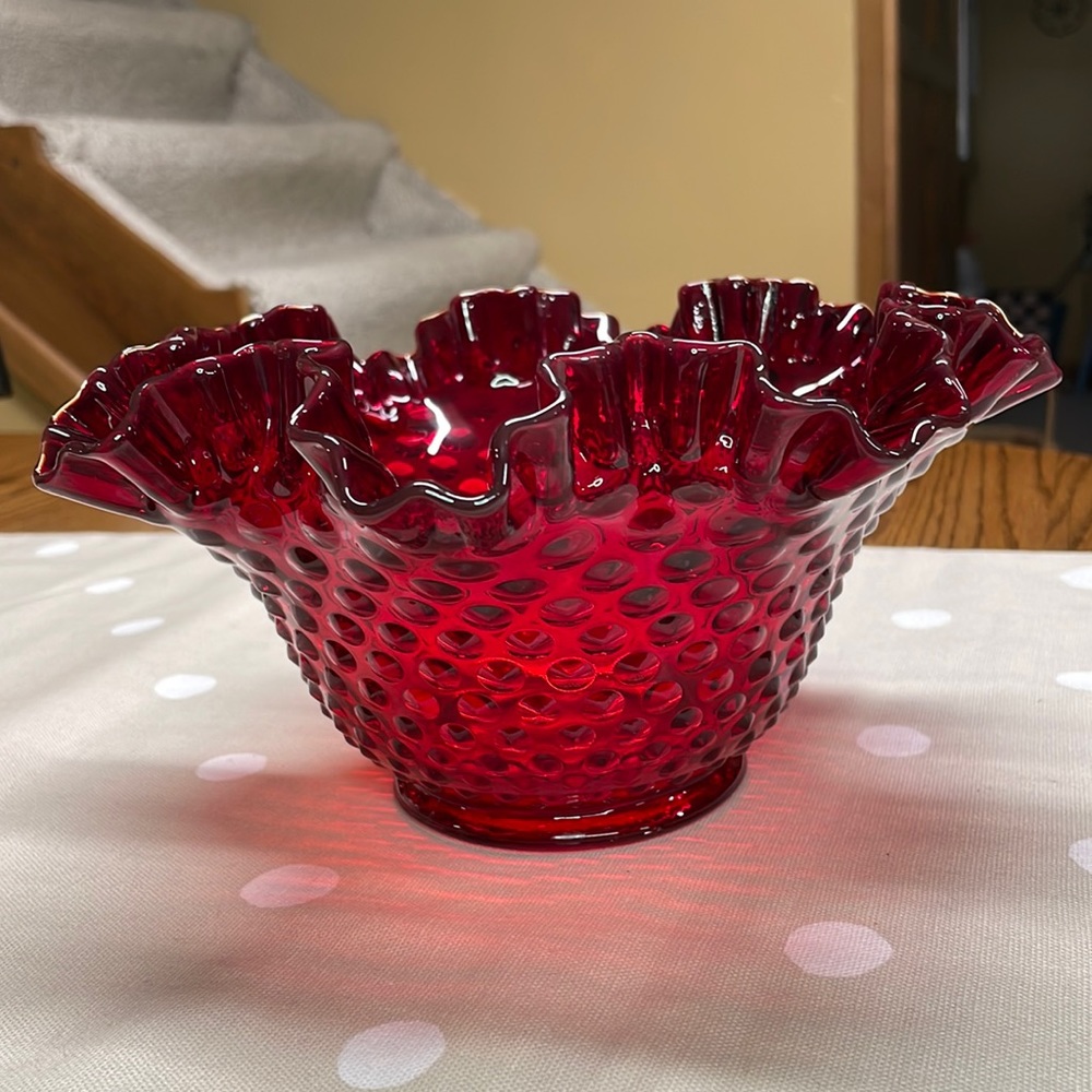 Fenton hobnail ruby red bowl